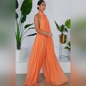 Elegant Orange Halter Jumpsuit